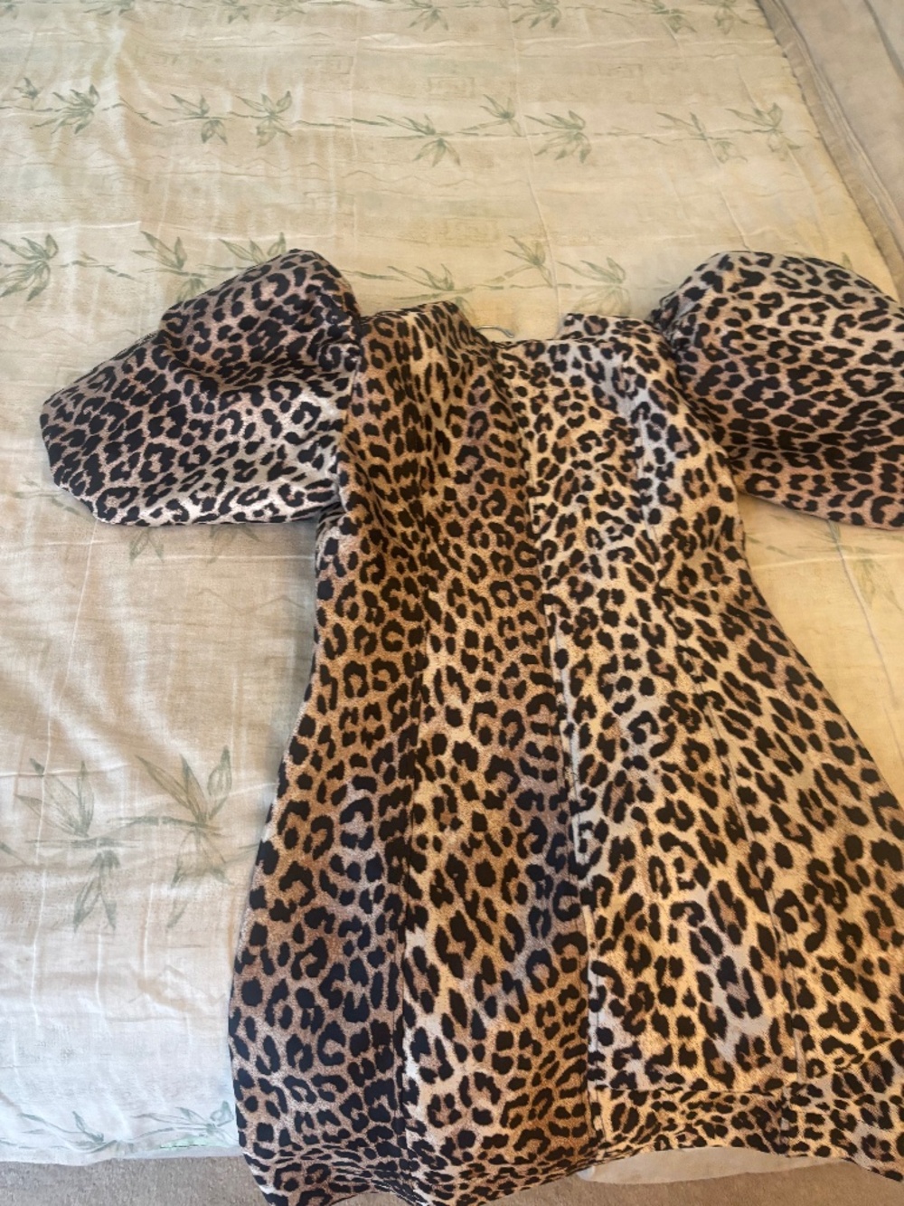 Ganni leopard print puff sleeve mini dress